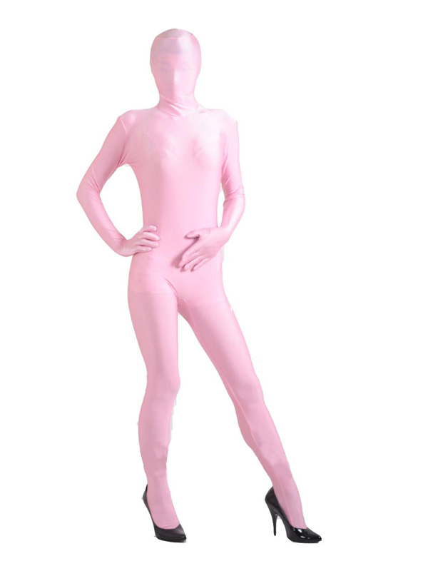 Pink Lycra Unicolor Unisex Zentai Full Body Suit - Click Image to Close